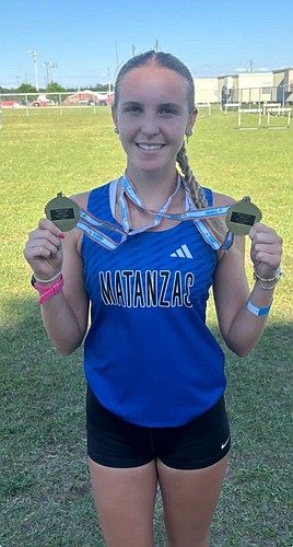 Matanzas sophomore Peyton Cerasi won regional championships in the 1,600- and 3,200-meter runs for the second year in a row. Courtesy photo