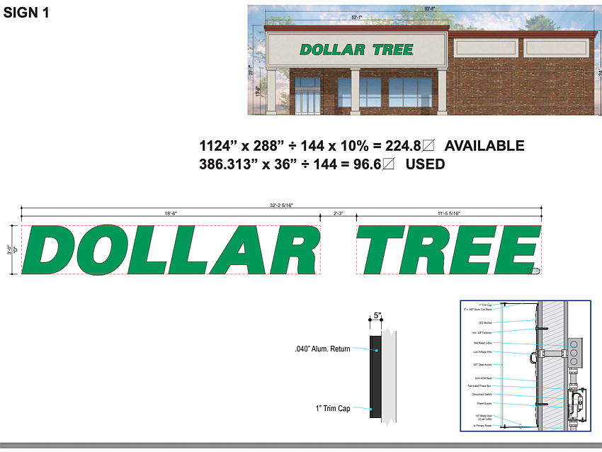 Dollar Tree wants to put up two signs on its store that it is renovating near JU.