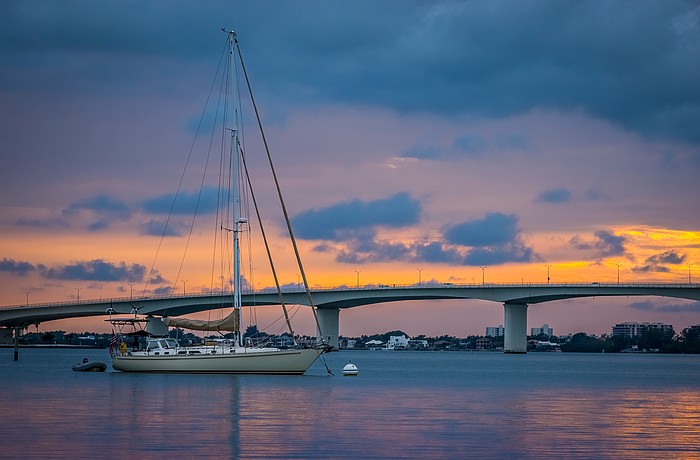 The John Ringling Causeway connects Sarasota to Bird Key.