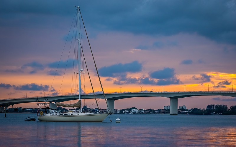 The John Ringling Causeway connects Sarasota to Bird Key.