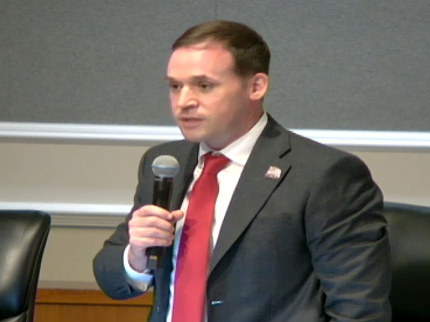 Jacksonville City Council member Rory Diamond, shown here in a 2025 photo, introduced a bill aimed at speeding up development by limiting public hearings and taking some decision-making away from appointed officials on some zoning matters