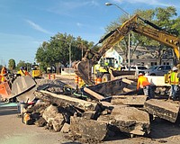 Traffic was rerouted around a water-main repair site on Tuttle Avenue.
