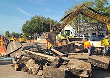 Traffic was rerouted around a water-main repair site on Tuttle Avenue.