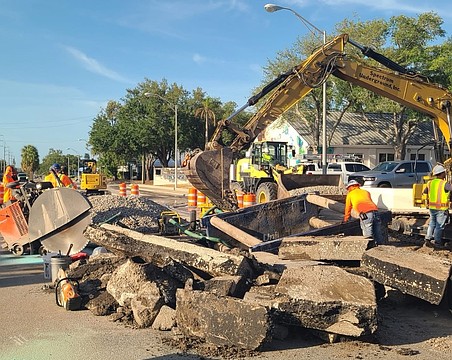 Traffic was rerouted around a water-main repair site on Tuttle Avenue.