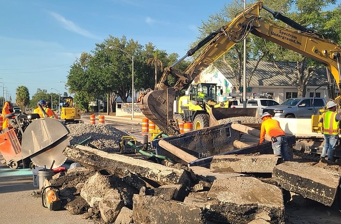 Traffic was rerouted around a water-main repair site on Tuttle Avenue.
