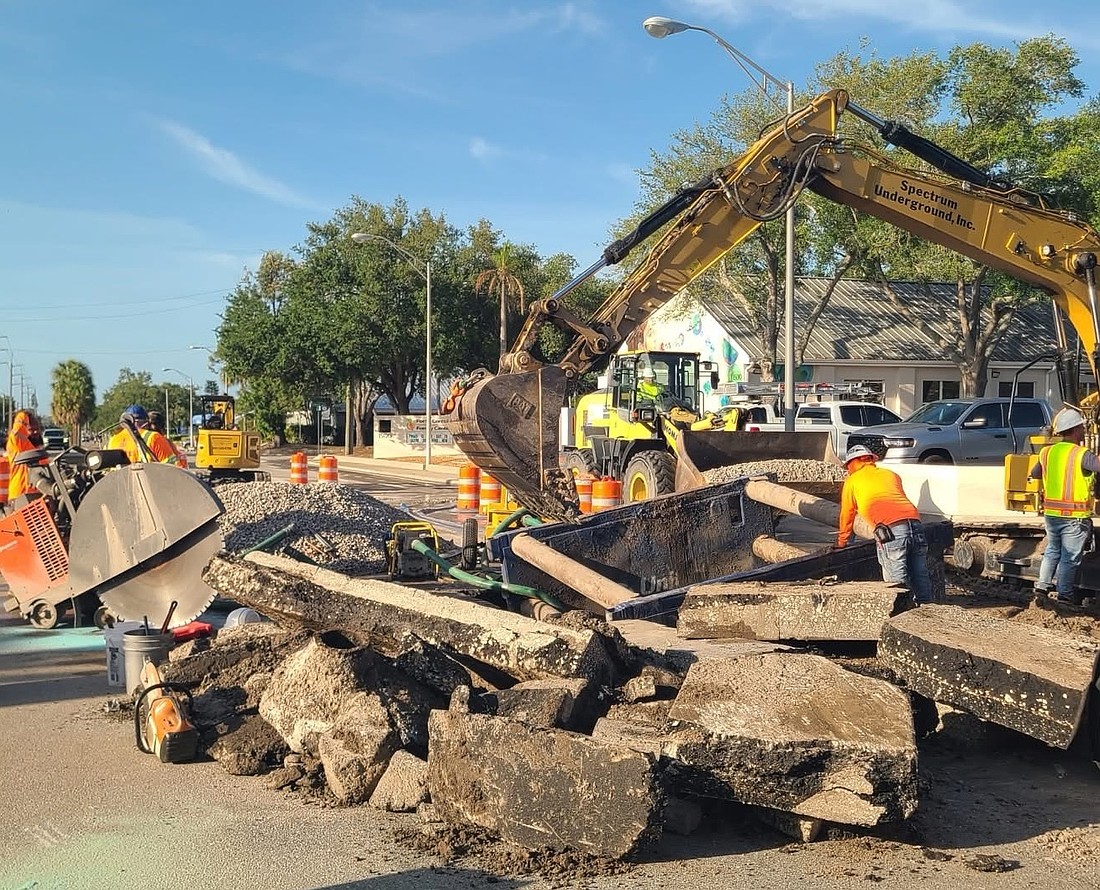 Traffic was rerouted around a water-main repair site on Tuttle Avenue.