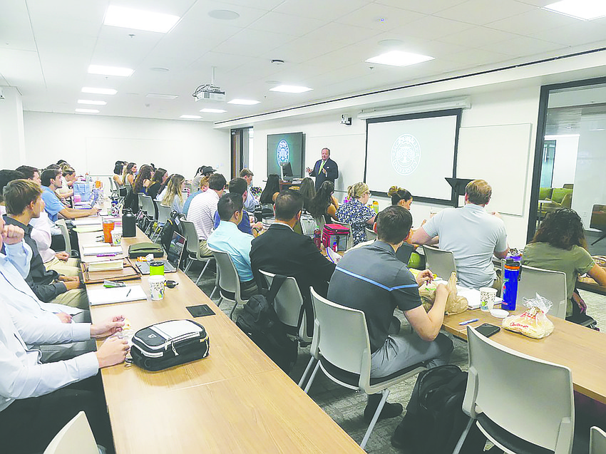 The first class for first-year students at Jacksonville University College of Law’s Downtown campus at 121 W. Forsyth St. was Aug. 12, 2024.