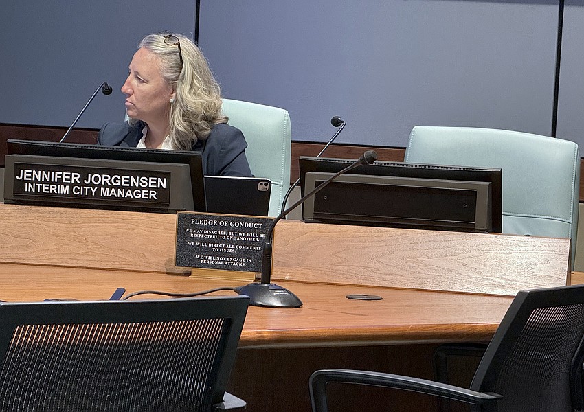 Among the positions Karie Friling will have to fill after arriving on May 29 is a replacement for retiring Deputy City Manager Patrick Robinson, whose seat at the dais next to Interim City Manager Jennifer Jorgensen is now empty.
