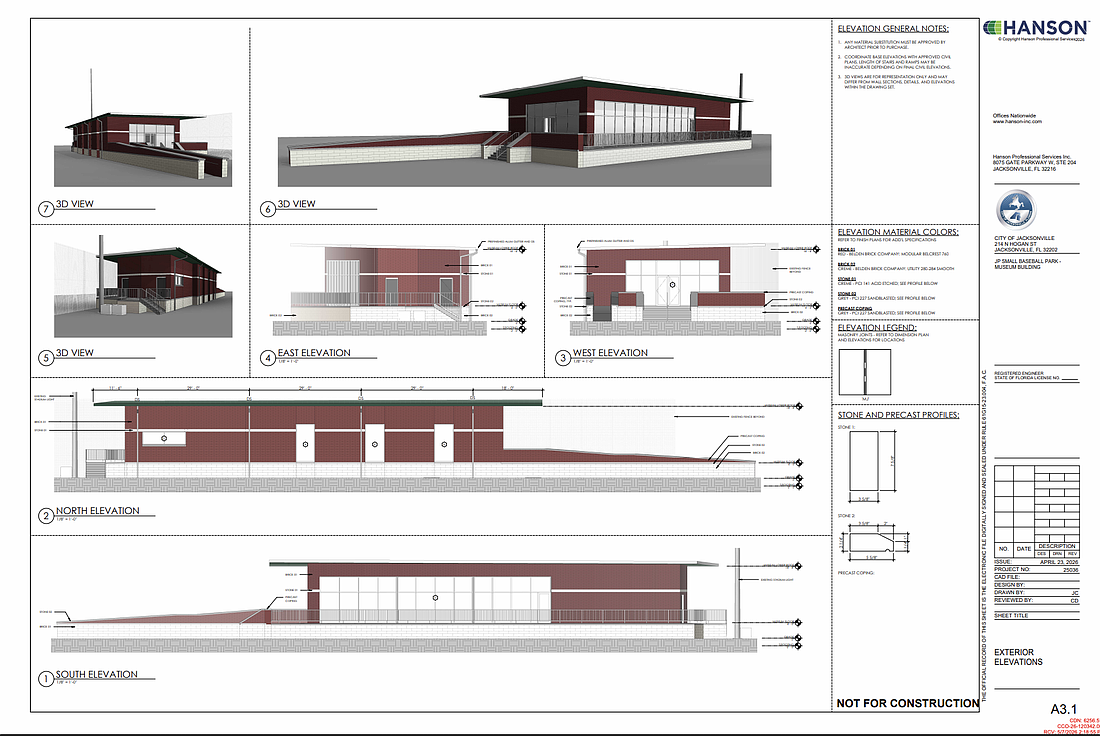Civil plans under review by the city of Jacksonville show a one-story, 4,205-square foot museum on the grounds of J.P. Small Park, a historic baseball field in Durkeeville northwest of Downtown.
