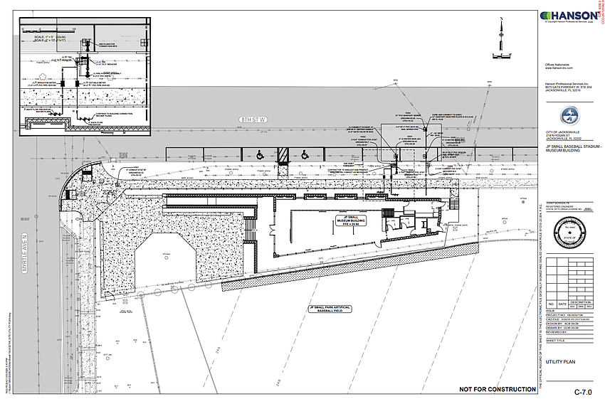 The proposed museum at J.P. Small Park would be at Myrtle Avenue North and West Eighth Street, with the main entrance on the west side of the building.