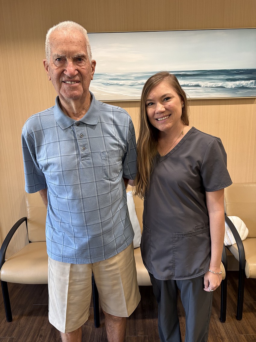 Lakewood Ranch's Jerry Wach, who goes to Advocate Radiation Oncology for prostate cancer, said the staff including Front Desk Associate Samantha Boney couldn't be better. Lakewood Ranch's Jerry Wach, who goes to Advocate Radiation Oncology for prostate cancer, said the staff including Front Desk Associate Samantha Boney couldn't be better.