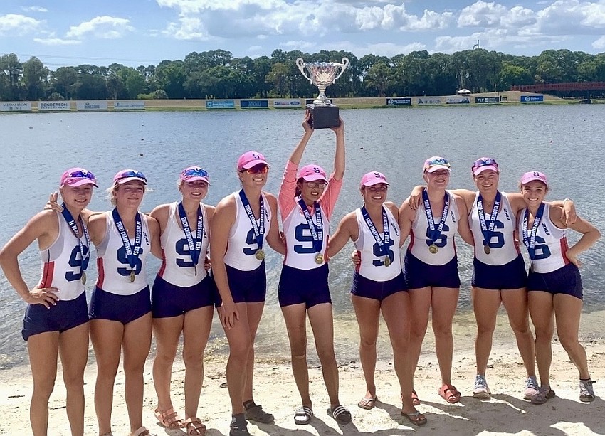 Sophie Bell (third from left) rowed for Sarasota Crew from summer 2017 through spring 2024. She frequented Nathan Benderson Park during that time — whether for practices or regattas. Sophie Bell (third from left) rowed for Sarasota Crew from summer 2017 through spring 2024. She frequented Nathan Benderson Park during that time — whether for practices or regattas.