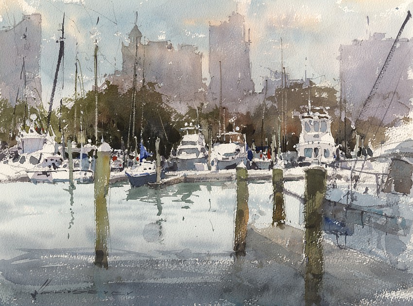 Vladislav Yeliseyev's painting of Sarasota's Bayfront.