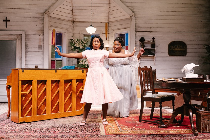 Alexis J. Roston (left) stars as Marie Knight, the new performing partner of Sister Rosetta Thorpe (Maiesha McQueen) in Asolo Repertory Theatre's new play, 