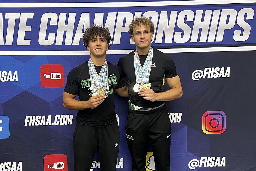 Father Lopez state weightlifting champs Joseph Abrantes (left) and Maverick Grimm. Courtesy photo Father Lopez state weightlifting champs Joseph Abrantes (left) and Maverick Grimm. Courtesy photo