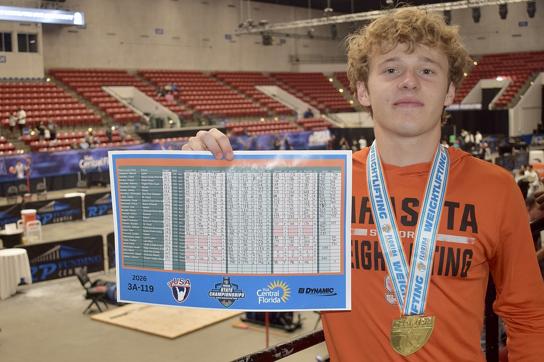 Vance Freeman became the 10th different state champion in Sarasota boys weightlifting program history May 7. The senior hit all three of his lifts in the bench press to secure gold.