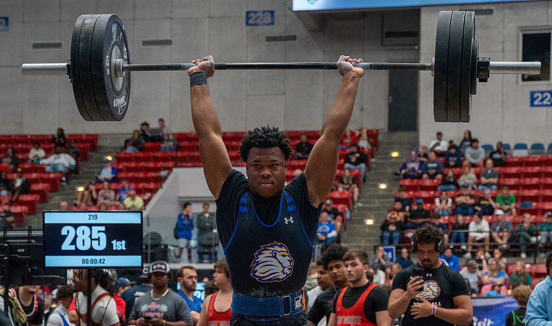 The First Academy’s Kyler Priester won the state championship in boys weightlifting Olympic division through his consistency and hunger to win.