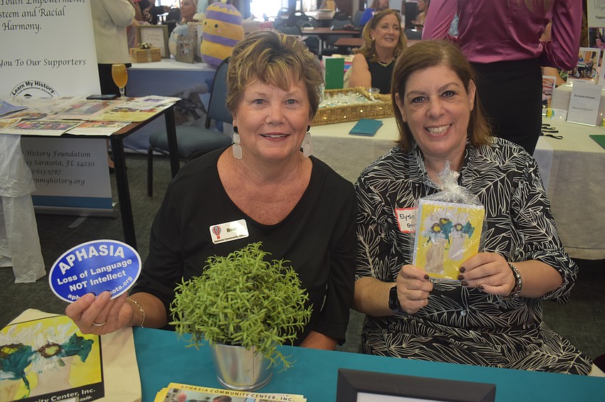 Becky Reese and Elyse Gordon, board members at Aphasia Community Center, say a grant from Sisterhood for Good could help run a food and nutrition program for people living with aphasia. Aphasia is a language disorder that impairs a person's ability to speak and understand, which commonly occurs suddenly after a stroke.