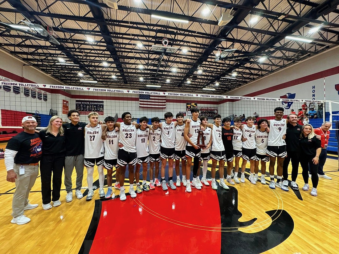 Horizon High boys volleyball team became the 2026 regional champions after beating Freedom for the third time this season.