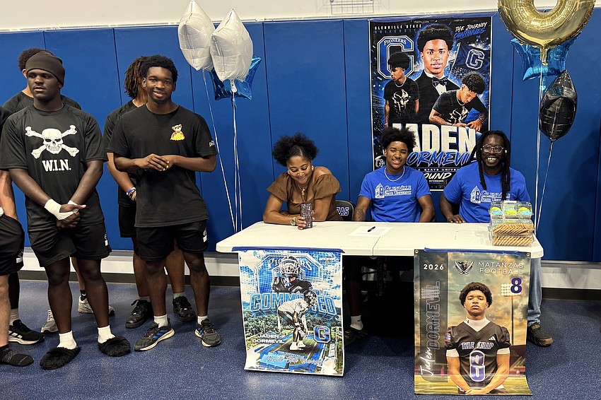 Matanzas senior Jaden Dormevil signed a football scholarship with NCAA Division II Glenville State. Courtesy photo Matanzas senior Jaden Dormevil signed a football scholarship with NCAA Division II Glenville State. Courtesy photo