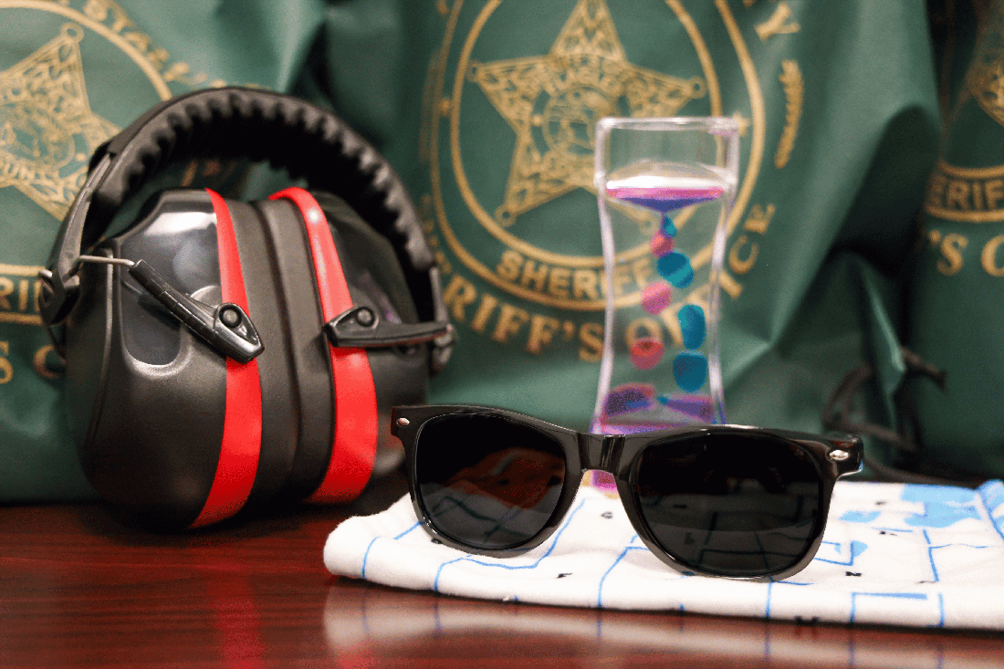 Items contained in the sensory support kits distributed to Flagler County Sheriff’s Office deputies. Photo courtesy of the Flagler County Sheriff’s Office.