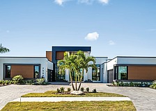 The home’s exterior is a carefully balanced geometric composition.