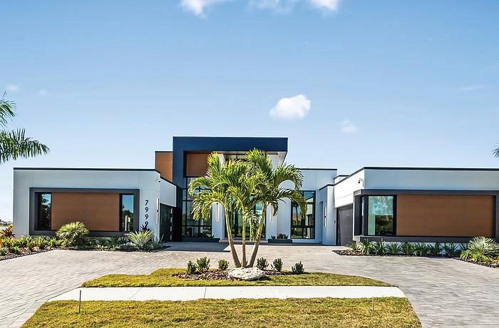 The home’s exterior is a carefully balanced geometric composition.