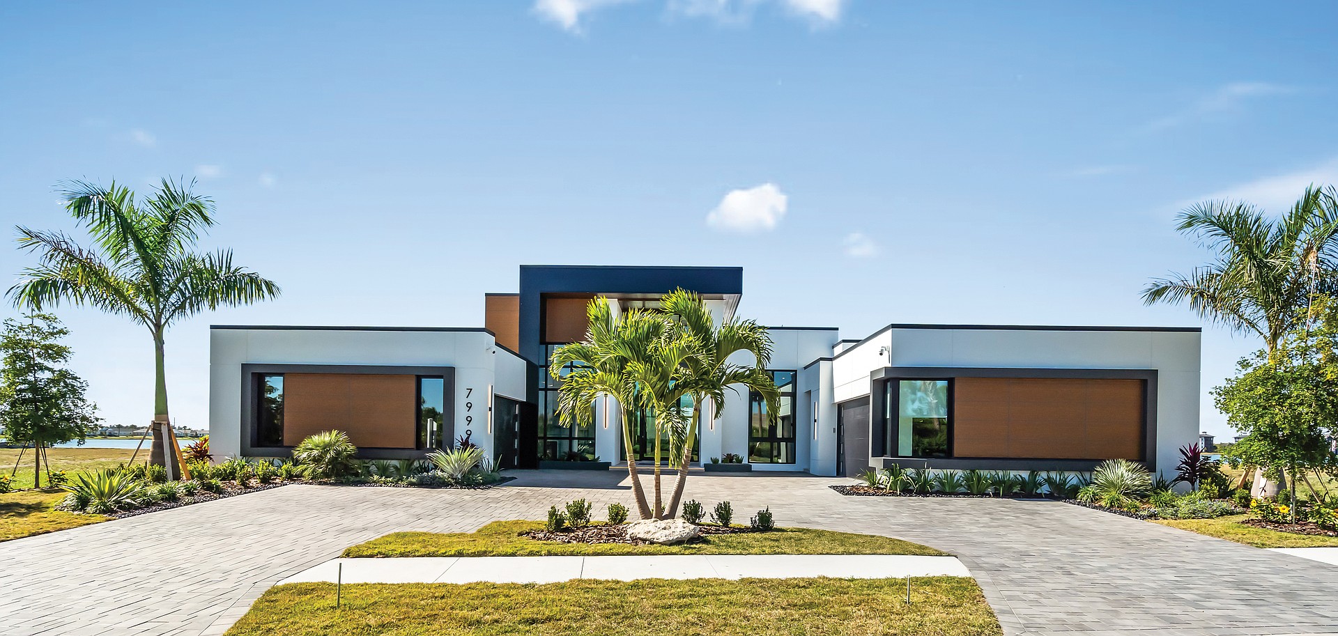 The home’s exterior is a carefully balanced geometric composition.