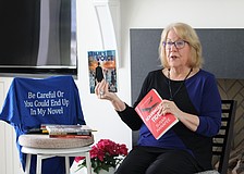 Author Susan Hanafee speaks to the evolution of the character Leslie Elliott, who goes on a truth-seeking adventure set in Sarasota in the murder mystery "Scavenger Tides." Bird Key Women's Association members read the book before hearing from the author at their May 13 meeting.