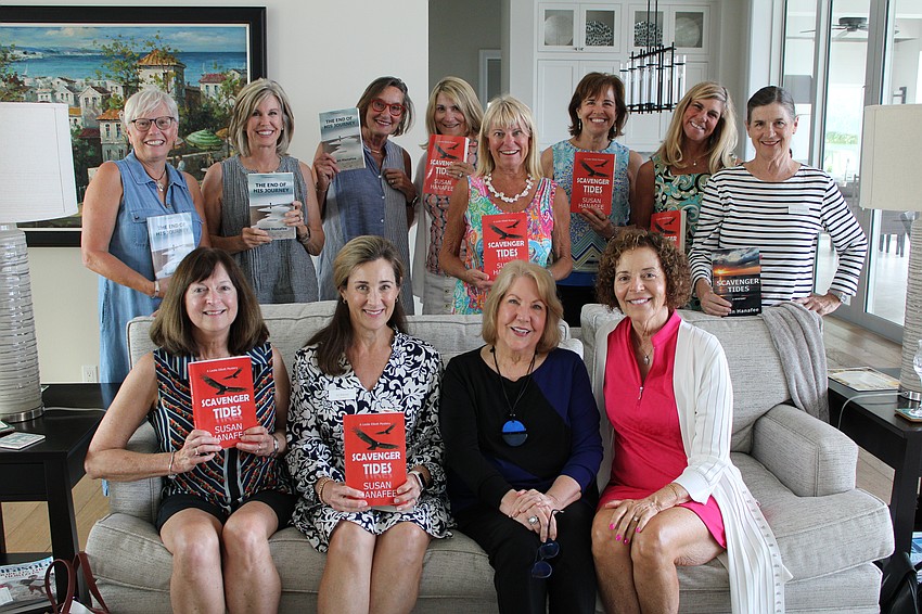 Bird Key Women's Association members heard from author Susan Hanafee (second from lower right) about her murder mystery set in Sarasota. Friend Joan Love (lower right) hosted the May 13 meet-up.