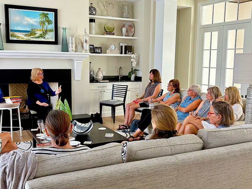 Author Susan Hanafee shares insights into the self-publishing process with members of the Bird Key Women's Association.