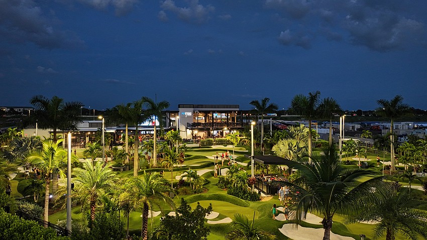 At PopStroke in the UTC district, fans and misters help keep the outdoor mini golf courses comfortable, while indoor dining and an ice cream parlor offer a cool break between rounds.