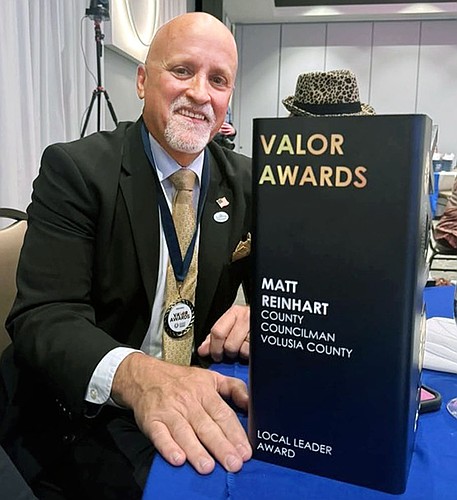 Matt Reinhart recently received a Valor Award from the Hispanic Chamber of Commerce of Central Florida. Courtesy photo
