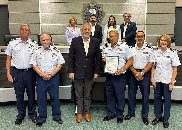 The Ormond Beach City Commission and members of the U.S. Coast Guard Auxiliary Flotilla 44. Courtesy photo