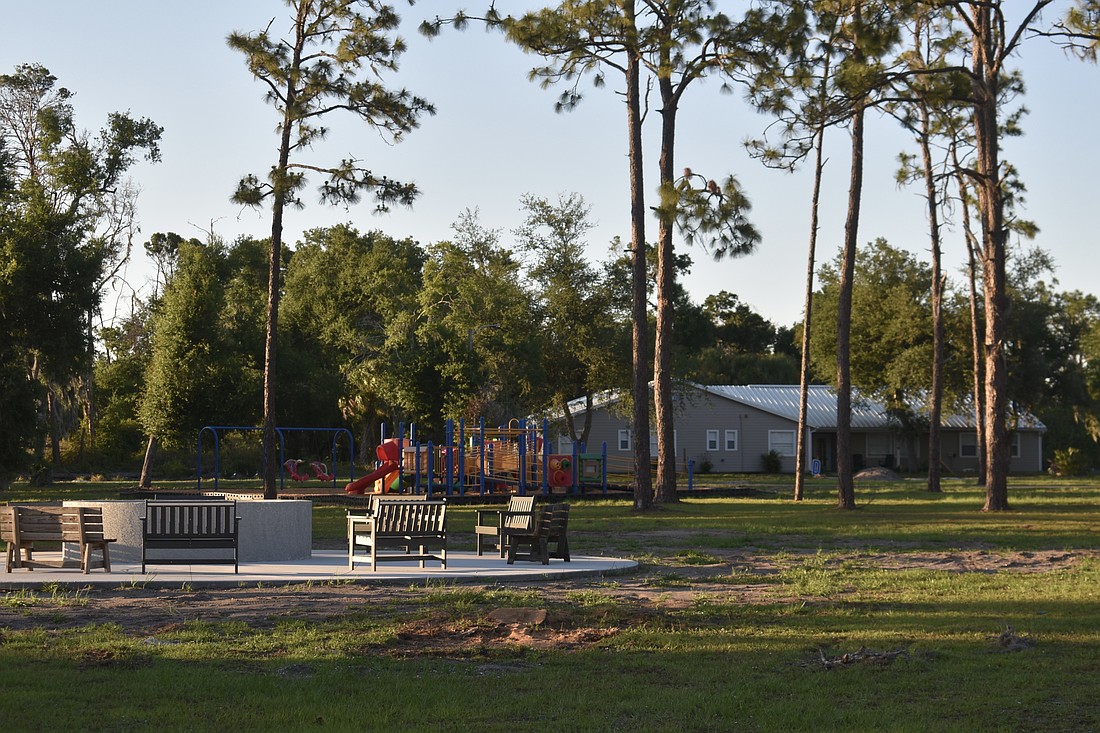 A new fire pit area awaits campers, along with the playground that was moved from Camp Flying Eagle, where camps used to be held.