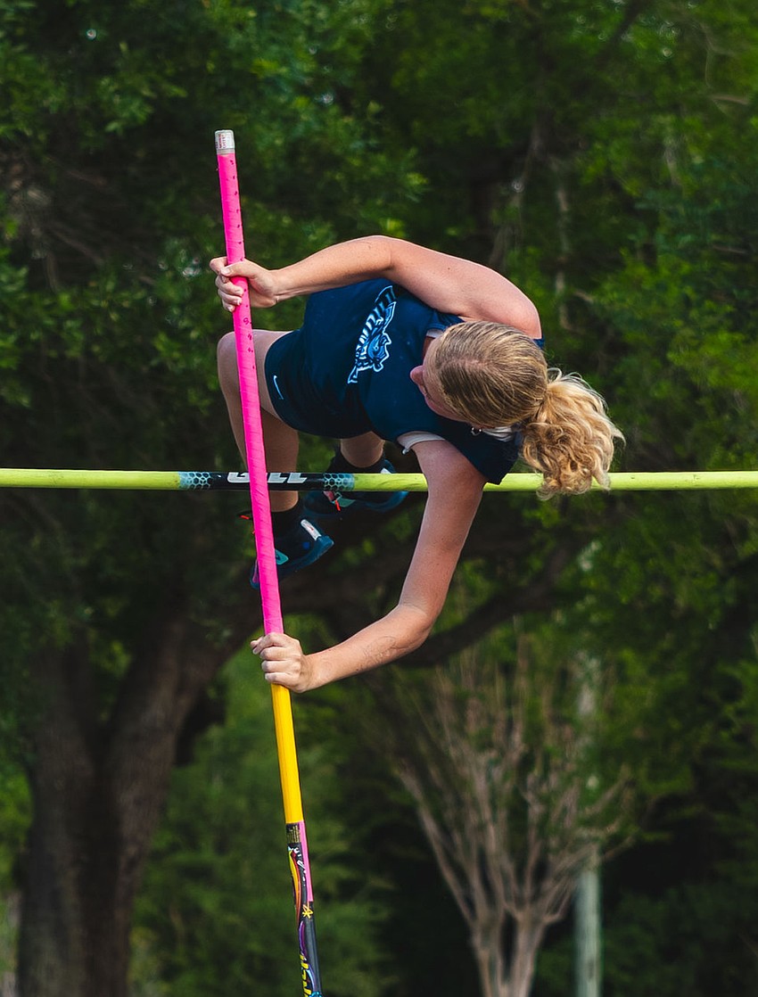 Zoe Buller improved her vault from 8 feet and 6.25 inches at the beginning of her seventh-grade season to 9 feet and 4.25 inches by the end. Zoe Buller improved her vault from 8 feet and 6.25 inches at the beginning of her seventh-grade season to 9 feet and 4.25 inches by the end.