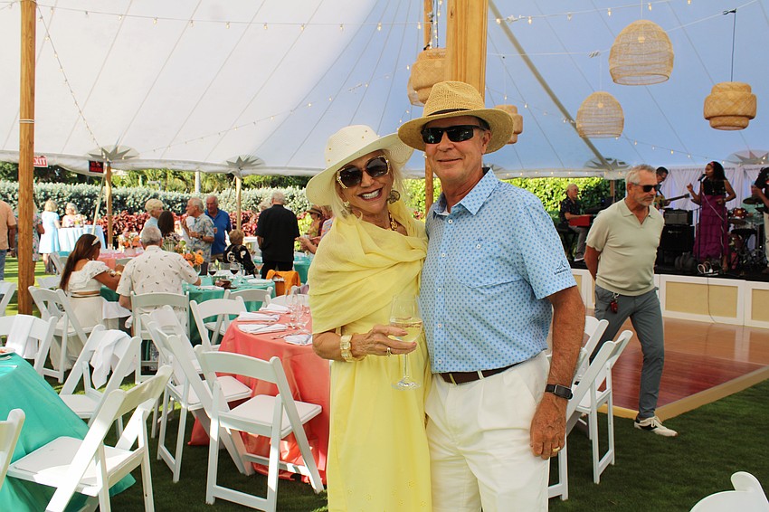 Marcia and David Gutridge were among of the early arrivals at the Longboat Key Club's lawn party farewell for the season on May 15.