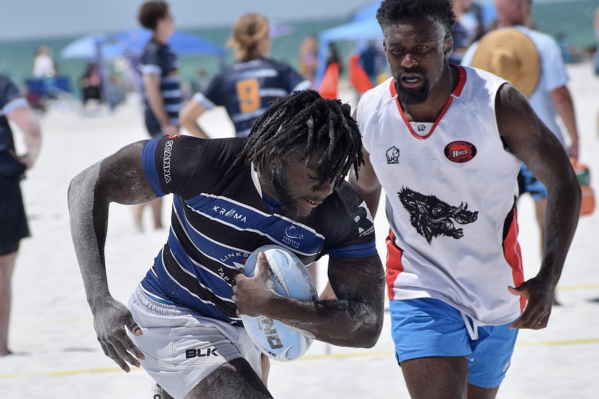 Lashawn Bowman (left), like some others involved in Sarasota Rugby Club, knew football before he knew rugby. He played defensive end for Sarasota High School in 2017. Lashawn Bowman (left), like some others involved in Sarasota Rugby Club, knew football before he knew rugby. He played defensive end for Sarasota High School in 2017.