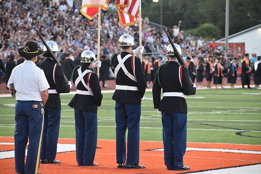 Students from JROTC serve as the color guard.