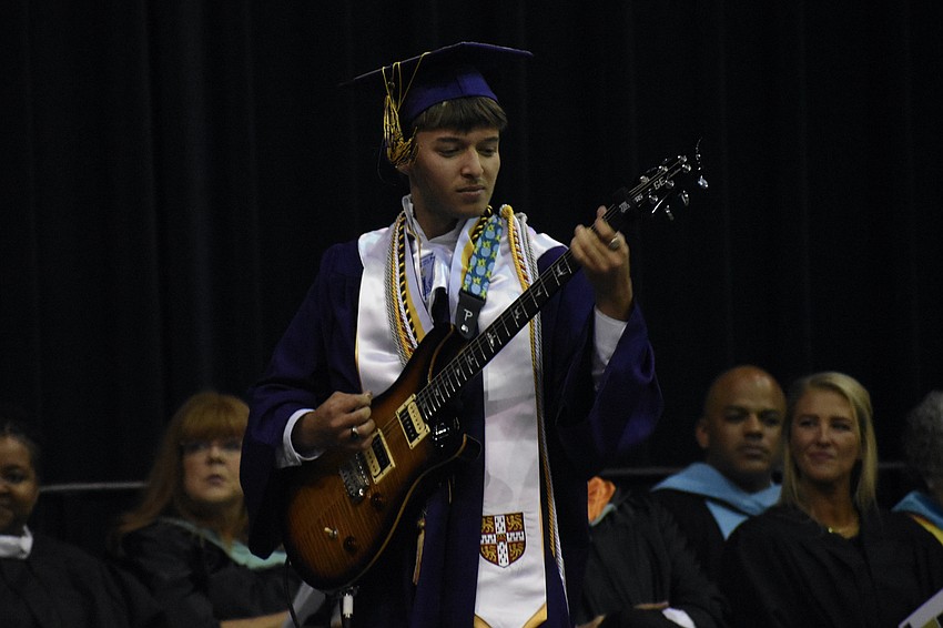 Mox Moxley of the school's Visual and Performing Arts program plays 