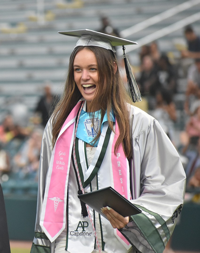 Savanna Chumbley, president of Girls in White Coats, says graduating is a huge milestone in her life and she is grateful for all the opportunities Lakewood Ranch High School has given her.