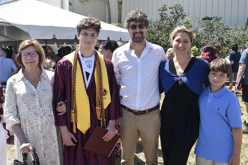Maximilian Klingenberg (second from left) celebrates with his grandmother Ingrid Frohlich, father Bernhard Klingenberg, mother Sophia Klingenberg, and brother Mattheo Klingenberg, 11.