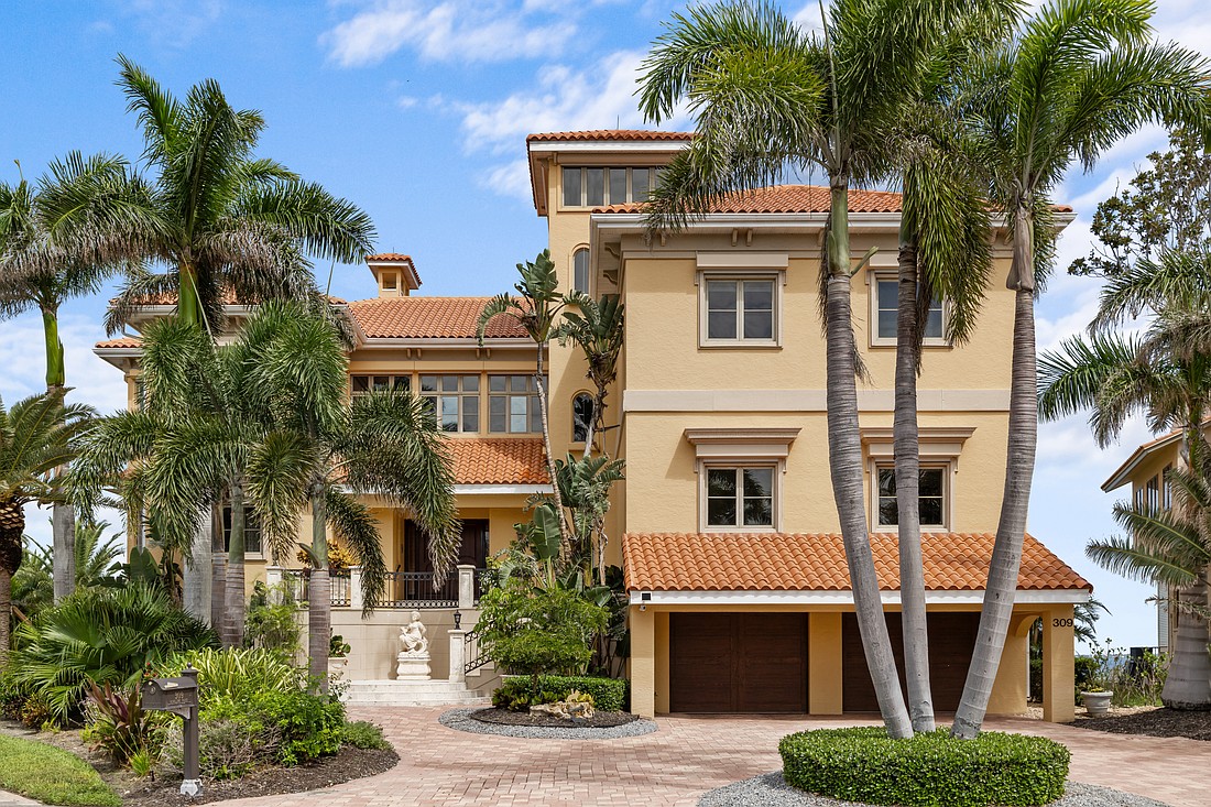 The home at 309 Ringling Point Drive was built in 1999 and has five bedrooms, three-and-a-half baths, a pool and 6,918 square feet of living area. It sold for $5,325,000.