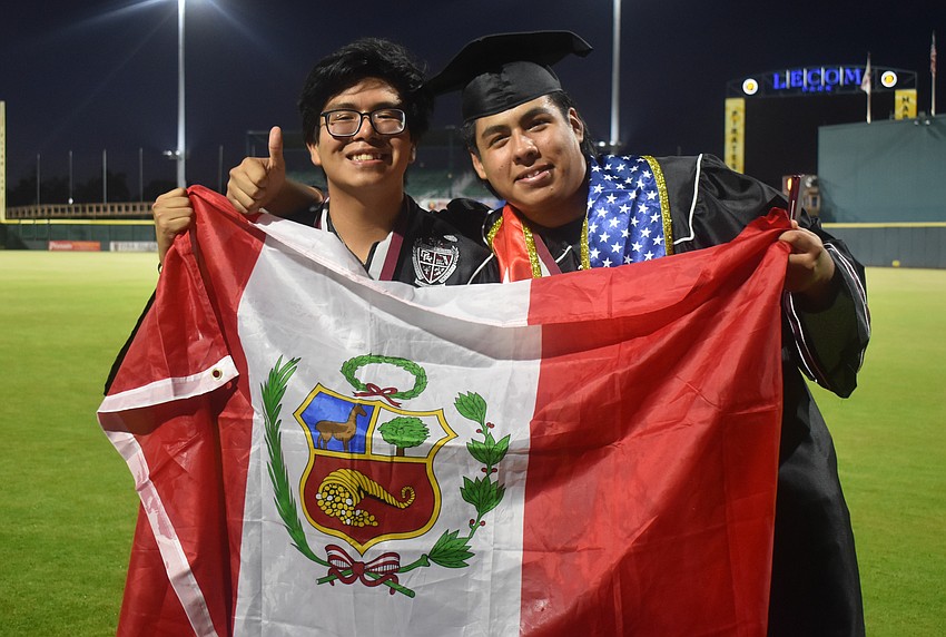 Joaquin Palacios and Gabriel Zegarra are proud to represent their home country of Peru as they graduate from Braden River High School May 19.