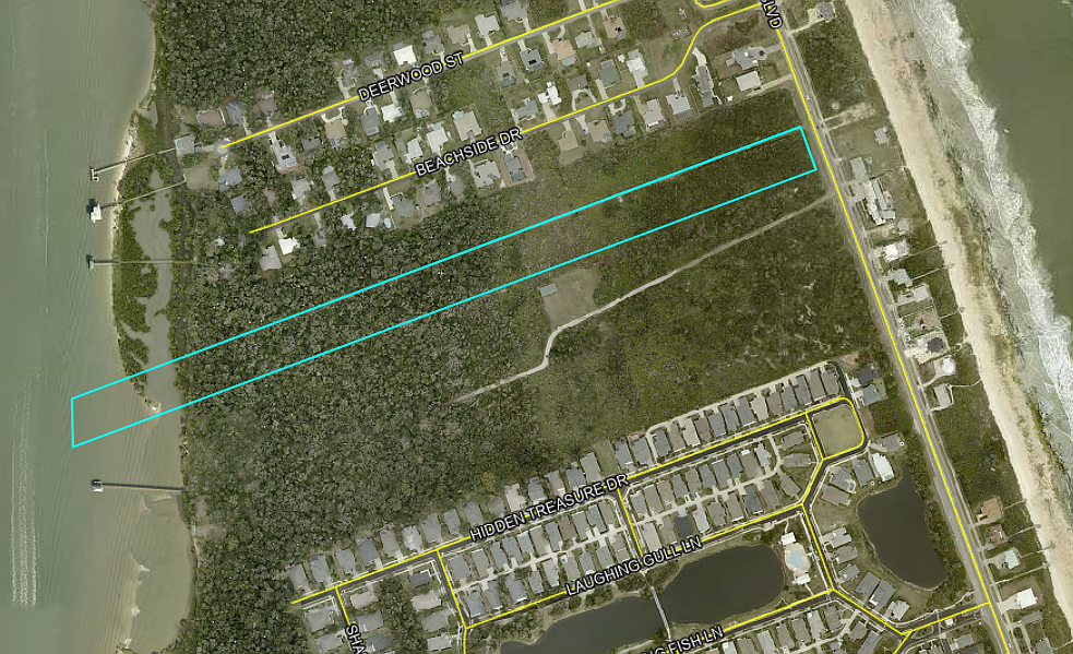 The site of a proposed residential development known as The Cove, located at 7032 N. Ocean Shore Blvd. Image from Flagler County Property Appraiser's website