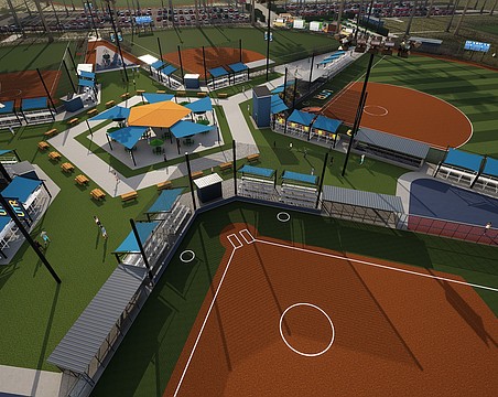 A rendering of the 12U baseball/softball fields five-plex that will be built at UMR Sports complex in East County.