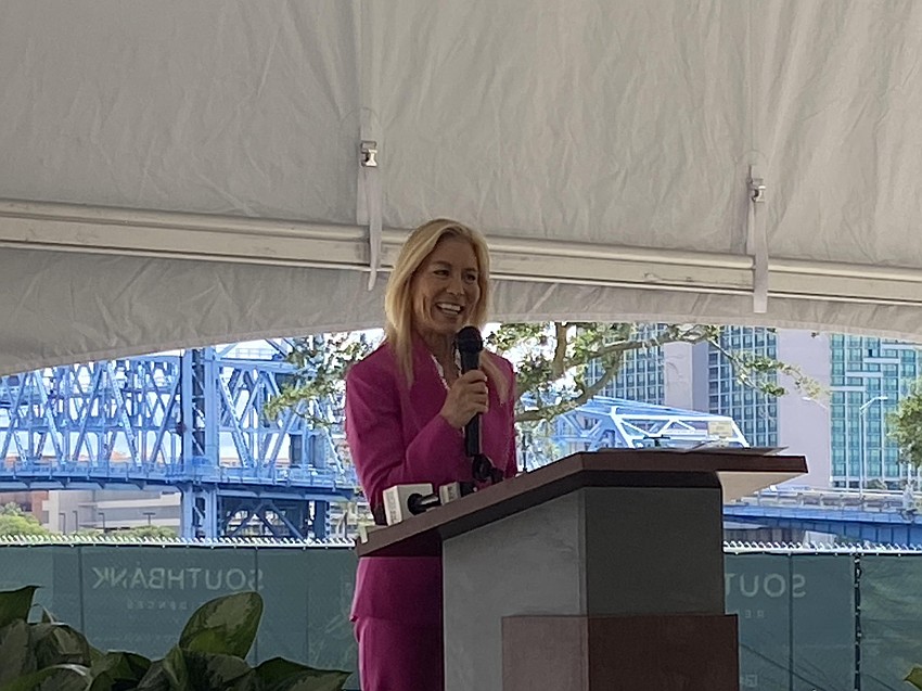 Jacksonville Mayor Donna Deegan was among speakers at the May 20 groundbreaking ceremony for The Related Group's Southbank Residences riverfront high-rise in Downtown Jacksonville. Related says a $202.7 million private investment is going into the project, plans for which call for a 25-story tower, an eight-story mid-rise, a parking garage and amenities. Jacksonville Mayor Donna Deegan was among speakers at the May 20 groundbreaking ceremony for The Related Group's Southbank Residences riverfront high-rise in Downtown Jacksonville. Related says a $202.7 million private investment is going into the project, plans for which call for a 25-story tower, an eight-story mid-rise, a parking garage and amenities.