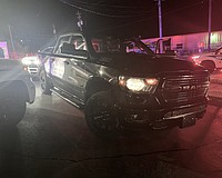 This truck was driven by 67-year-old Edward O'Neil when he was arrested on charges of attempting to lure two minor girls into the vehicle.