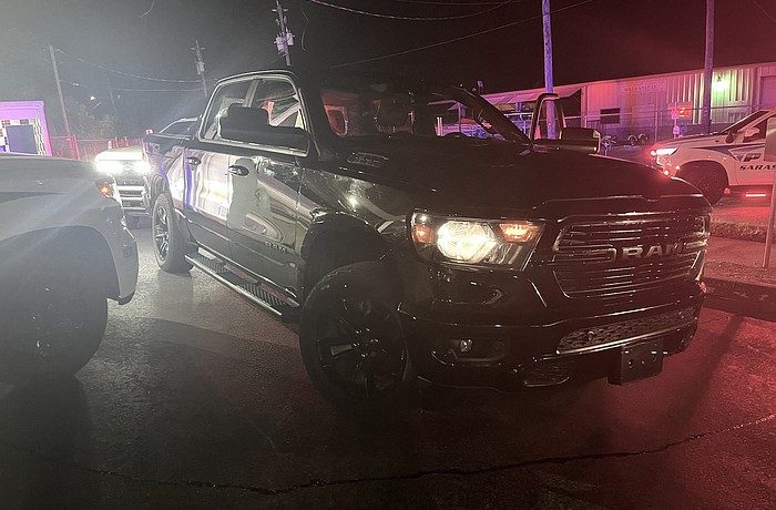 This truck was driven by 67-year-old Edward O'Neil when he was arrested on charges of attempting to lure two minor girls into the vehicle.
