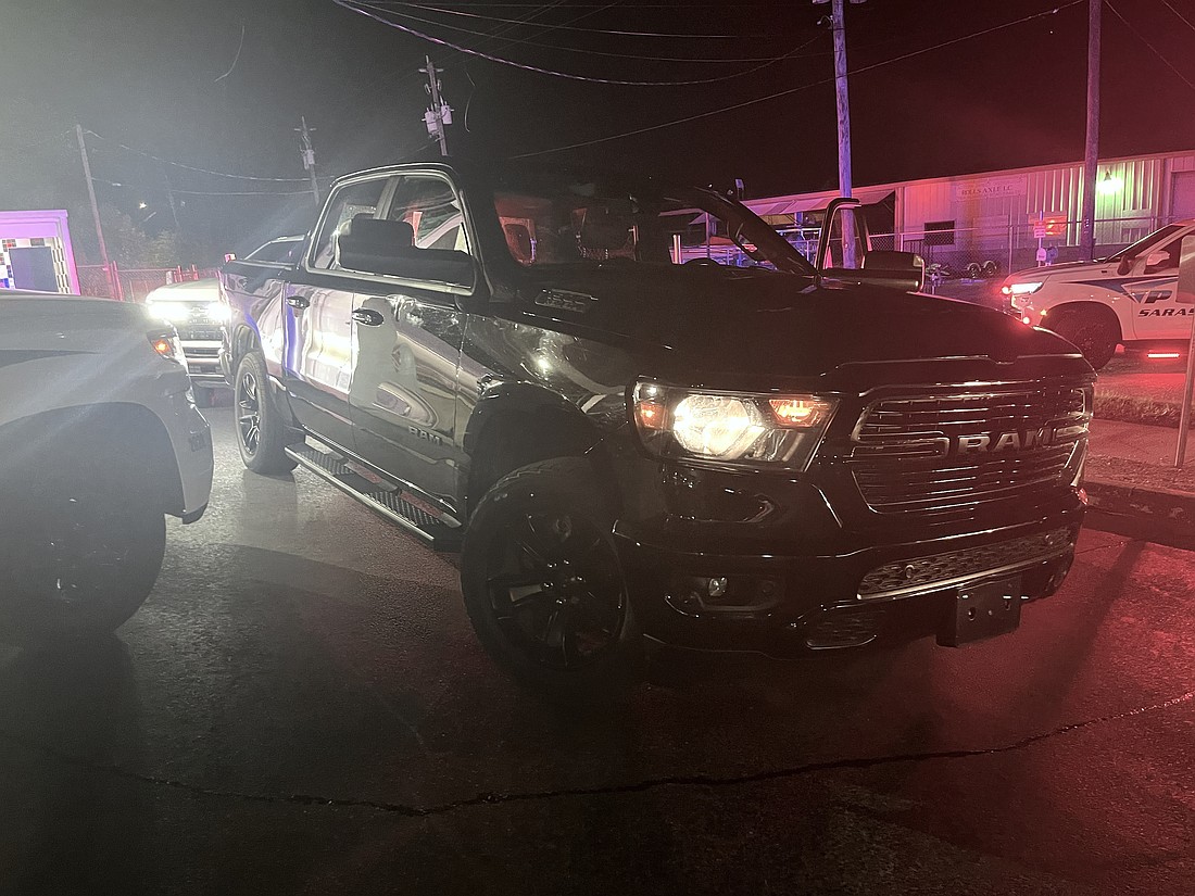 This truck was driven by 67-year-old Edward O'Neil when he was arrested on charges of attempting to lure two minor girls into the vehicle.